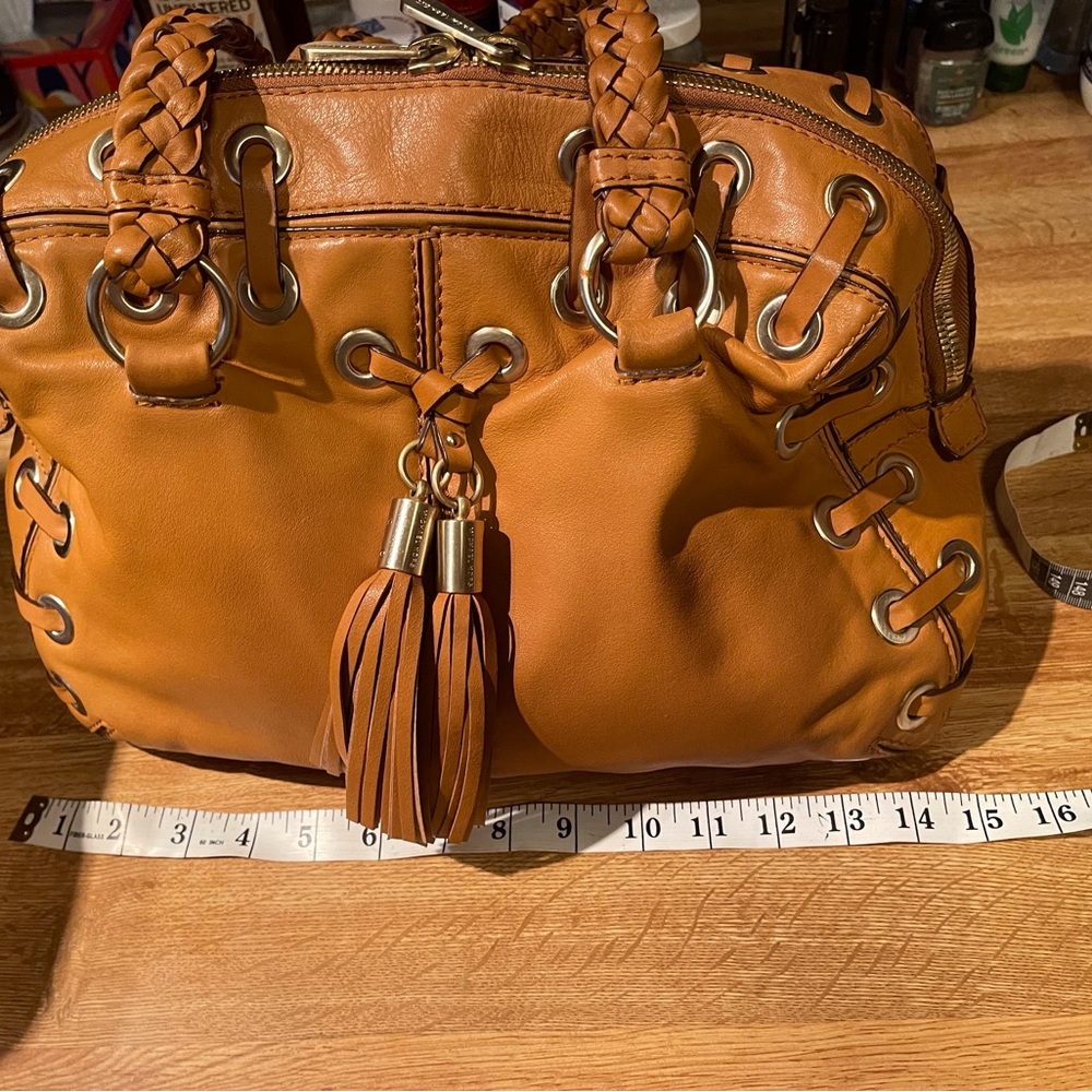 Michael Kors Astor Braided Tasseled Satchel Shoulder Bag - Picture 4 of 14